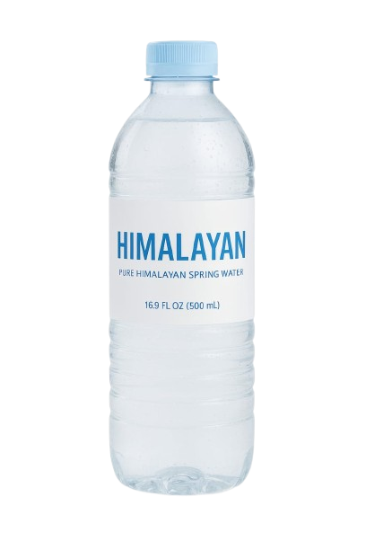500 ml water bottle with clear label front view