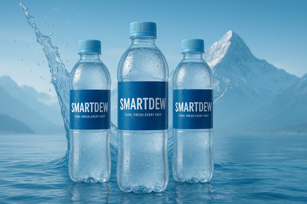 Smartdew Premium Mineral Water Bottle on ice symbolizing natural purity and freshness